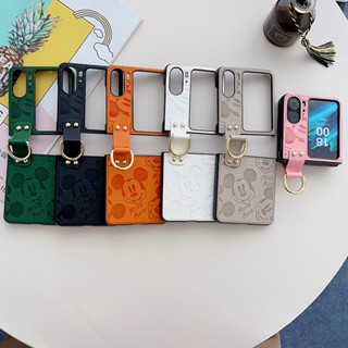 卡通米奇+指環扣 三星 oppo 摺疊手機殼 OPPO Find n3 Flip 防摔殼 Find n2 Flip保護殼