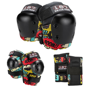 【187 Killer Pads 總代理正品】(單車/ 長板/ 滑板/ 直排輪) - 兒童護具六件組 (漫畫)
