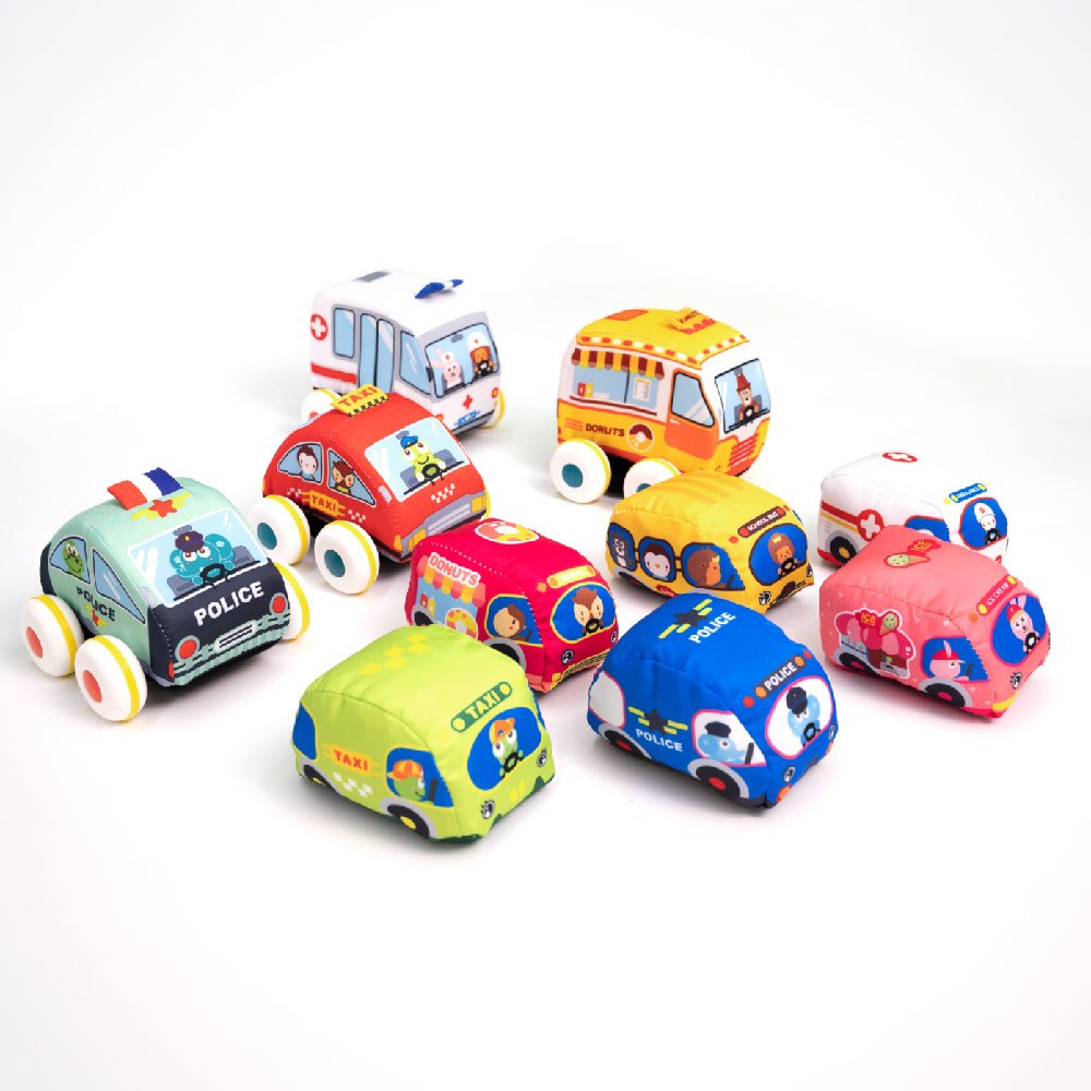 【Oceanbaby】布製迴力玩具車套組 遊戲車/玩具布車/迴力車/嬰幼兒玩具車/布製可水洗/小車車/玩具車/布製車