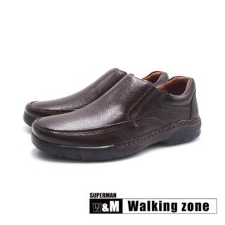 WALKING ZONE(男)SUPERMAN系列 直套懶人皮鞋 男鞋-深咖色