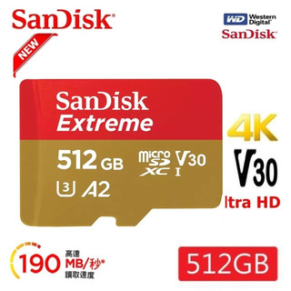 SanDisk 全新版ExtremeA2 U3 512G 1TB microSD記憶卡(永久保固)