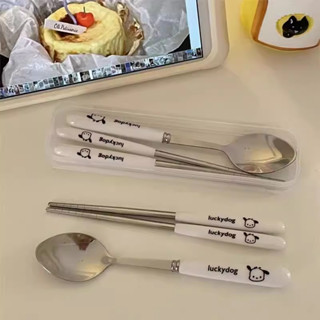 臺灣熱銷✨勺子ins高顔值筷子勺子叉子套盒學生成人便攜式不銹鋼餐具收納盒 HWTS