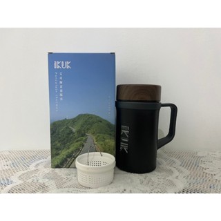 全新🌟IKUK艾可陶瓷瓷芯手把保溫杯500ml - 深邃黑 ( 附濾茶器 )