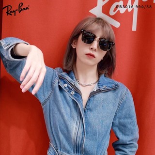 RayBan雷朋 偏光太陽眼鏡 RB3016F 99058-55mm Clubmaster 眉框 - 金橘眼鏡