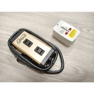 ㊣臺中錄人甲㊣ 蓋世特/A2-U4 【雙USB/2插座延長線(1M)+萬用插頭轉換器旅行組/香檳金色】