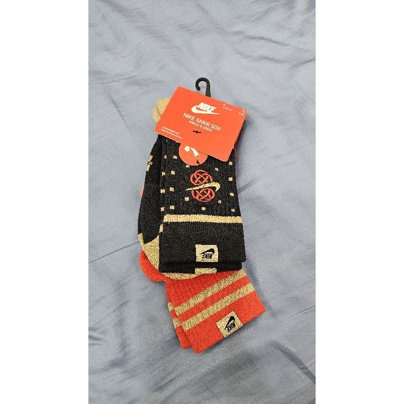 NIKE SNKR SOX 黑紅 金蔥 刺繡LOGO 長襪 中筒襪 男女襪-全新未拆封
