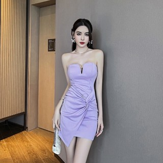 【隔日到】三色新款平口禮服S-L 性感抹胸連衣裙 深V顯瘦緊身洋裝 氣質收腰小禮服 夜店洋裝聚會生日宴會主持人禮服