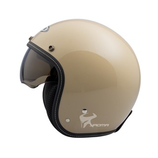 【ZEUS】加贈好禮 安全帽 ZS-388A 指定卡其 亮面 素色 內墨鏡 超輕 內襯可拆 復古帽 3/4罩｜耀瑪騎士