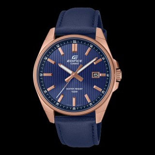 []錶子$行頭[] EDIFICE 經典 簡約 日期 皮革腕錶 - 寶藍款 (EFV-150CL-2A)