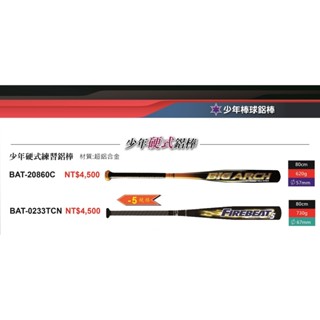 BAT-20860C/BAT-20868C 少年棒球鋁棒【ZETT少年硬式練習鋁棒】硬式鋁棒 BAT-0233TCN