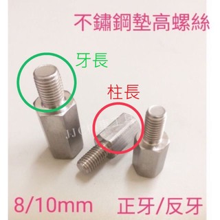 JJC機車工具 增高手機架螺絲 不鏽鋼 白鐵螺絲 正牙 反牙 8mm 10mm gogoro 後視鏡轉接螺絲 墊高螺絲