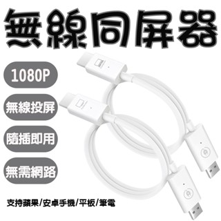 HDMI無線同屏器 適用安卓/iPhone/iPad無線投影器 桌機影音傳輸 手機筆電投影發射器 隨插即用鏡像輸出