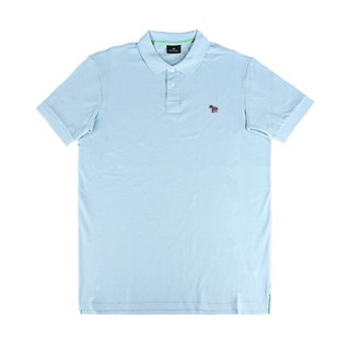 PAUL SMITH彩色布標斑馬LOGO刺繡設計棉質短袖polo衫(男款/淺藍x若綠)