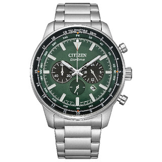 CITIZEN 星辰 Chronograph CA4500-91X 光動能三眼計時時尚錶 綠 44mm