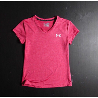 美國【UA(UNDER ARMOUR)】桃紅色V領彈性休閒運動上衣M