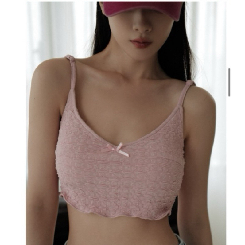 Miyuki Select 歐美感壓紋細肩BRA TOP 粉M*1