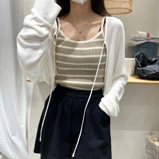 CHILL現貨 YIFAN綁帶短罩衫 小外套 針織罩衫 飛鼠袖上衣 綁帶上衣 女上衣 針織衫 防曬外套 薄外套 罩衫
