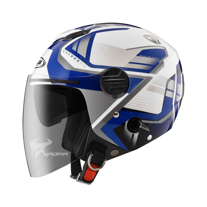 【ZEUS】安全帽 ZS-202FB T68 白藍 亮面 內鏡 3/4罩 通勤帽 202FB｜耀瑪騎士