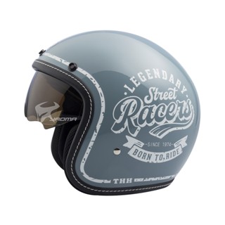 【THH】贈抗UV鏡片 安全帽 T-383A+ Racers 靜謐藍 亮面 內鏡 復古帽 半罩帽 3/4罩 383｜耀瑪