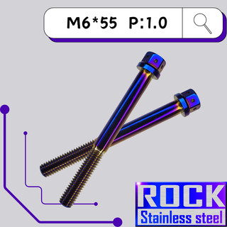 【瘋螺絲】ROCK 白鐵材質 ★ M6*55 P:1.0 白鐵鍍鈦/燒鈦螺絲 ★ CNC內外六角螺絲★出貨附發票★ 鍍鈦