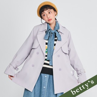 betty’s貝蒂思(35)都會女子雙排釦腰帶風衣(淺紫)
