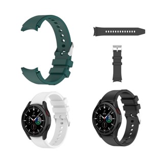 【銀色圓扣矽膠錶帶】適用 三星 Watch 7 44mm SM-L310 SM-L315 錶帶寬度20mm 防刮腕帶