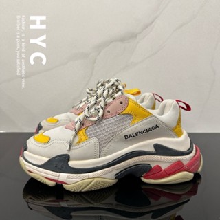 [二手] Balenciaga巴黎世家 Triple S 網眼 水洗 低幫老爹鞋 白粉 做舊款 EU36 裸鞋