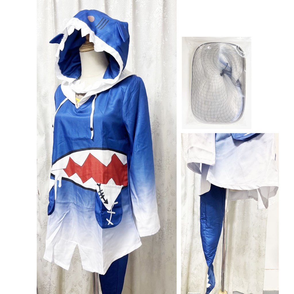 【二手現貨】 COS COSPLAY 噶嗚 古拉 Gawr Gura 鯊鯊 鯊魚 衣服 假髮 hololive