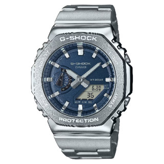 CASIO卡西歐 2100 系列 GM-2110D-2B 八角形金屬雙顯錶 海軍藍面 44.4 mm