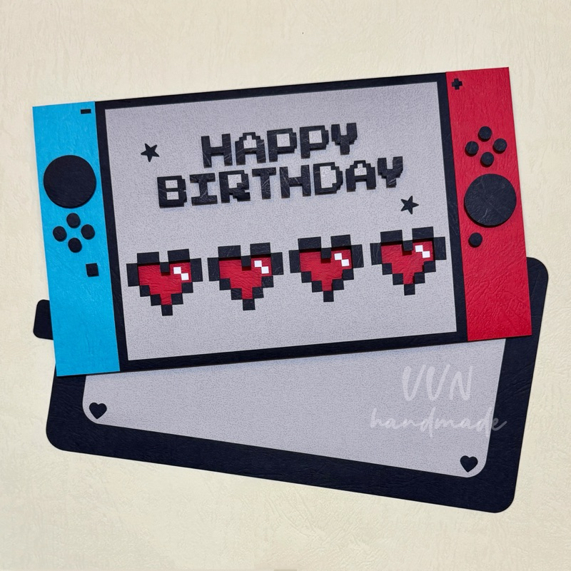 ⑉♥|抽拉卡|SWITCH復古電玩愛心生日卡片手工卡片手作卡片