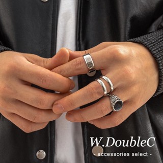 【W.DoubleC】韓國飾品 嘻哈潮流四件組可調節戒指 男生戒指 女生戒指 穿搭配件 情侶戒指 男戒指 四件組 C18