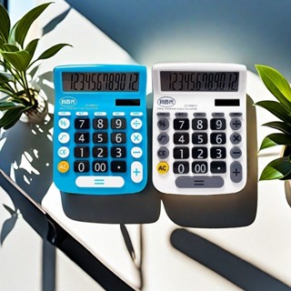 🛒利百代12位元桌上型計算機 大按鍵 雙電源 計算機 大型螢幕顯示 會計 12 位數 四則運算 顏色隨機出貨藍/白
