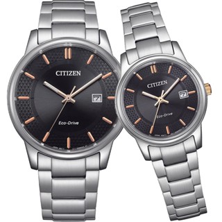 CITIZEN 星辰 PAIR 光動能 經典手錶 情侶對錶 黑 ( BM6977-70E／EW2317-76E)