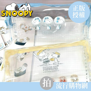 台灣現貨 史努比 透明長方加高筆袋 透明筆袋 Snoopy 防水透明收納袋 查理布朗 筆袋 方型筆袋 化妝包筆袋