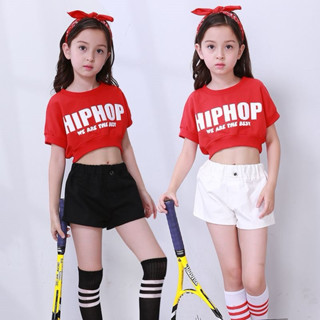 🎉臺北現貨天天出貨🚚 女童爵士舞演出服兒童嘻哈街舞表演服少兒現代舞蹈服套裝啦啦隊服