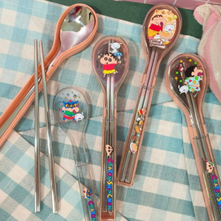 💗正版現貨💗蠟筆小新 不鏽鋼餐具組 湯匙 筷子 環保餐具 304不鏽鋼 餐具 野原新之助 餐具組 筷匙組 小白 動感超人