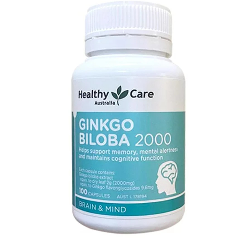 Viên Uống Bổ Não Ginkgo Biloba Healthy Care Úc 2000mg