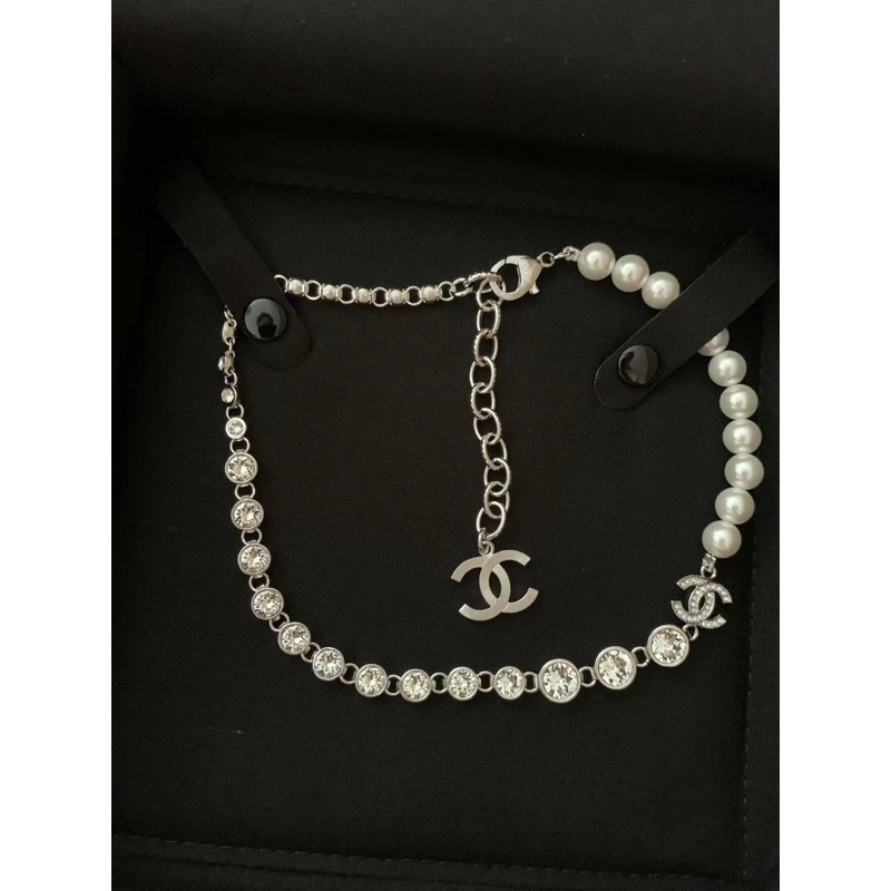 Chanel水鑽珍珠項鍊