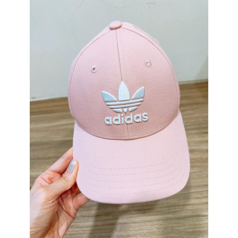 二手Adidas愛迪達帽子刺繡三葉 粉紅色老帽棒球帽