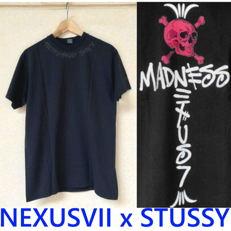 BLACK全新NEXUSVII x STUSSY反光3M塗鴉字體MADNESS十字架骷髏NEXUS7短T