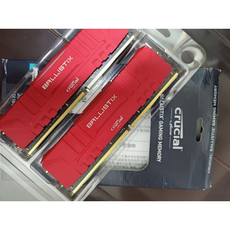 美光 Crucial Ballistix D4 3200 32G (16G*2) 紅 DDR4 二手近全新