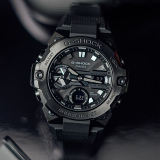 CASIO 卡西歐 G-SHOCK 王鶴棣同款 碳核心防護 太陽能智慧藍芽雙顯錶-黑 GST-B400BB-1A