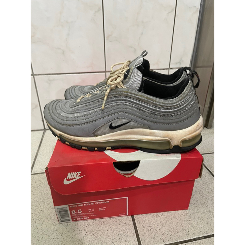 二手美品 NIKE AIR MAX 97 PREMIUM 312834-007 us8.5反光 氣墊 銀彈 黑勾