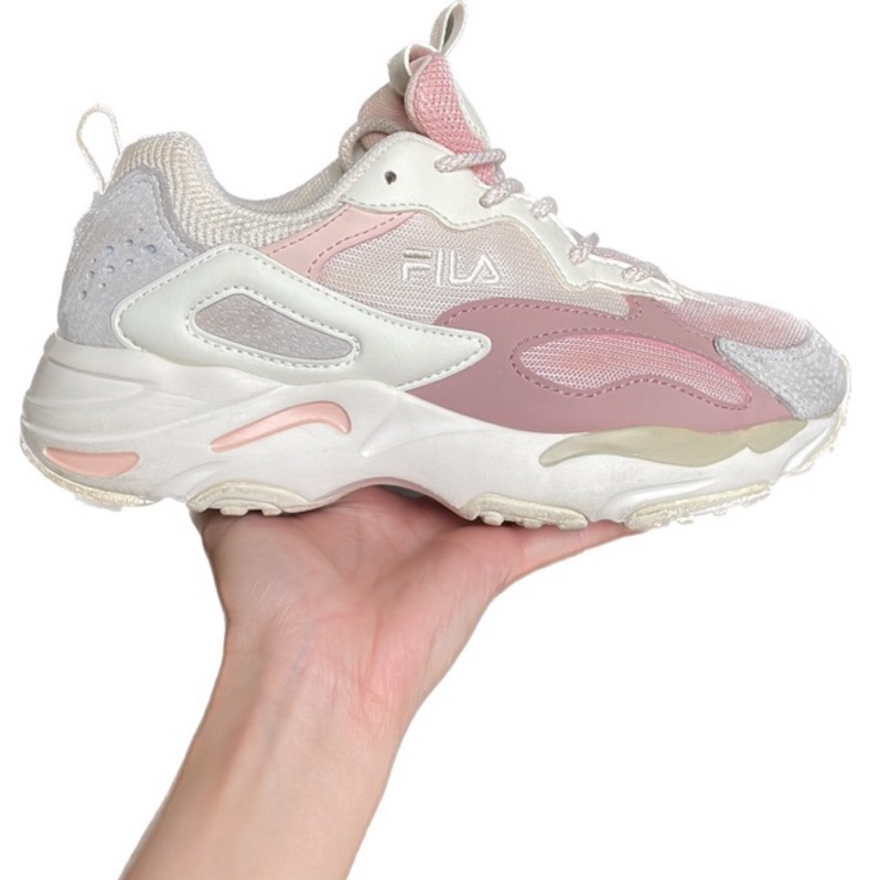 ［二手］FILA RAY TRACER 復古老爹鞋 奶油白撞色櫻花粉 少女必備