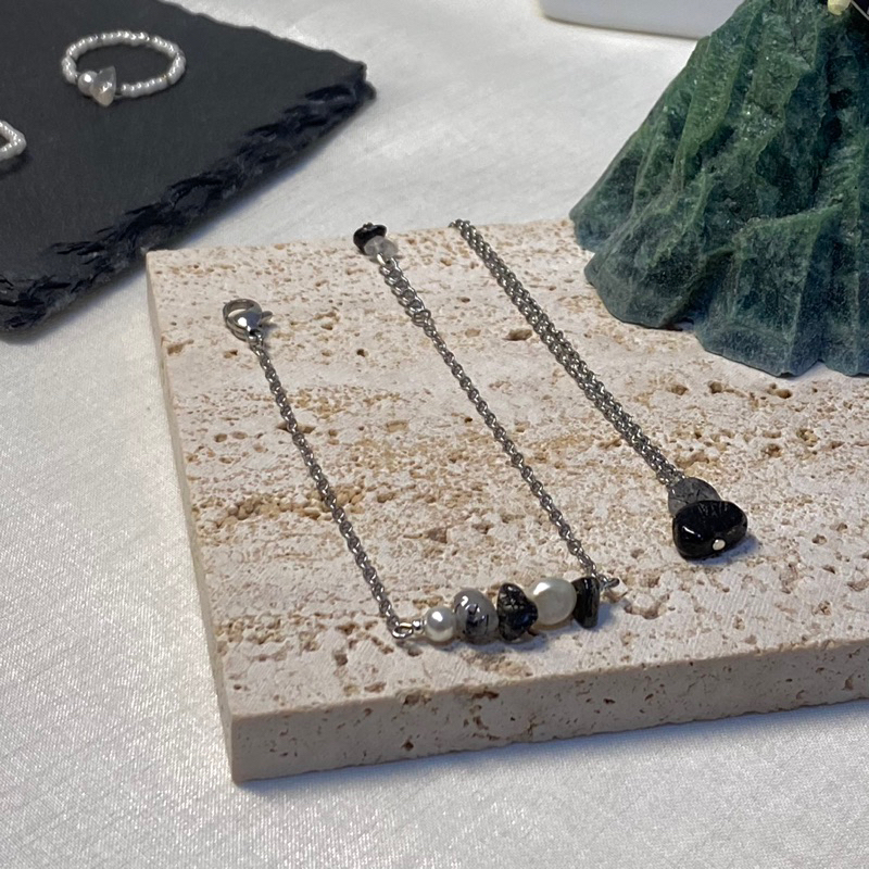 𝐌𝐚𝐝𝐞 𝐛𝐲 𝐆𝐥𝐢𝐦𝐦𝐞𝐫 ✧ 微光製造 ✦ 天然石系列 黑髮晶項鍊 黑髮晶手鏈 淡水珍珠