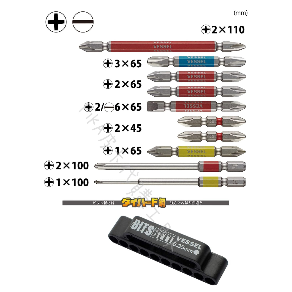 現貨🇯🇵日本製 VESSEL GS10P-01 十入起子頭組附收納套 剛彩高硬度 一字十字45 65 100 110mm
