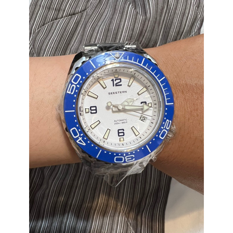 seestern 運動機械錶 grand seiko 風格 藍圈白底 GS homage