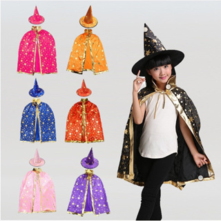 Baby童衣 萬聖節表演造型服裝 兒童服裝 女童女巫 巫婆 斗篷披風帽子 巫師帽 魔法帽 星星斗篷 88192