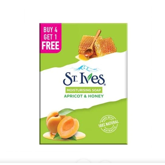 【ST.IVES 聖艾芙】磨砂按摩香皂-杏桃+蜂蜜125gx5塊入