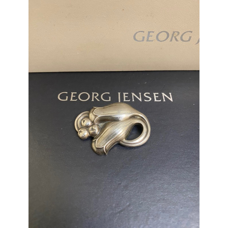 Georg Jensen喬治傑生GJ#100B 丹麥製絕版鬱金香銀石胸針